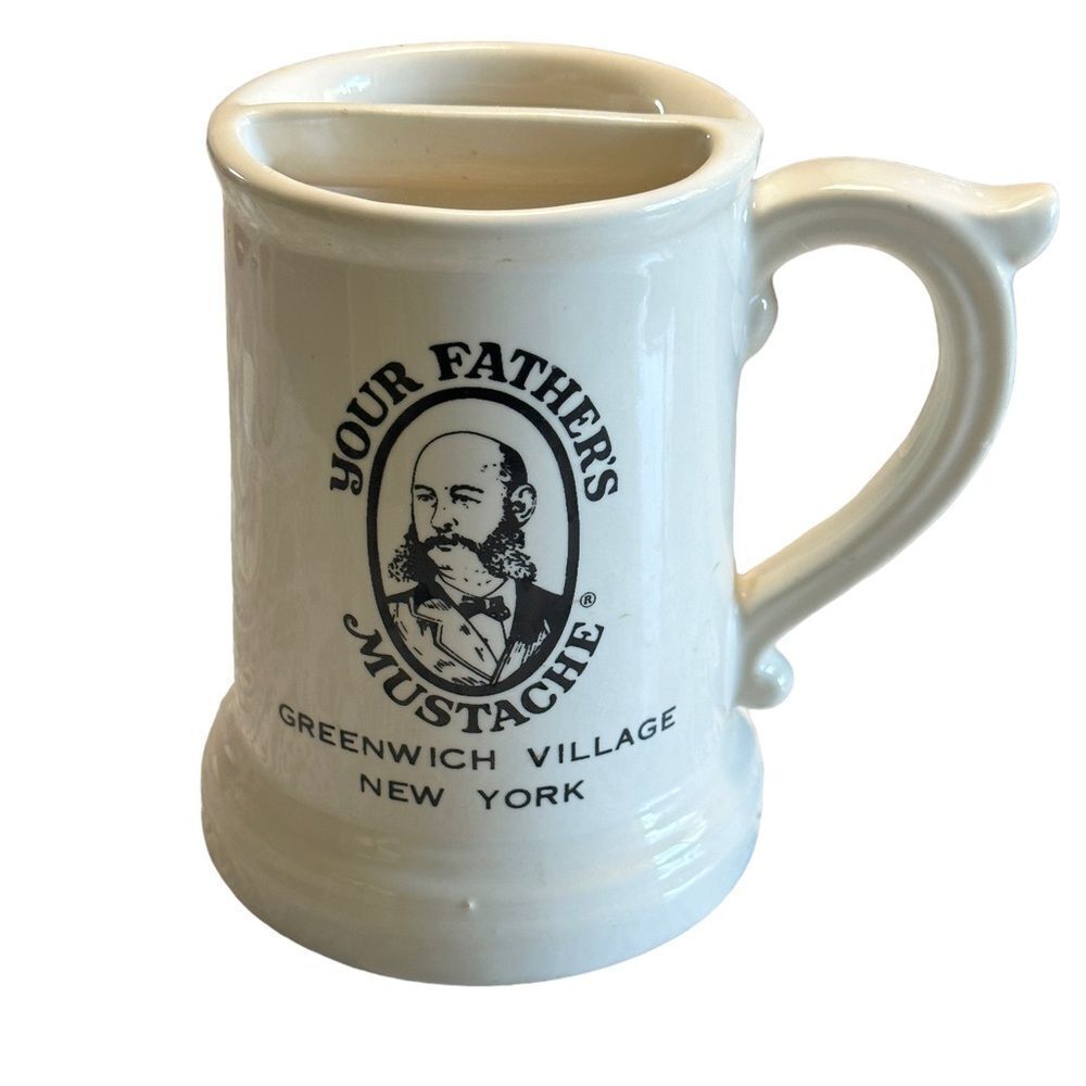 Vintage Mustache Mug Stein Your Father's Mustache  14 oz Greenwich Village NY